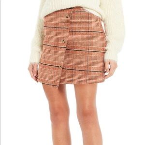 GIANNI BINNI rust plaid asymmetrical skirt size S